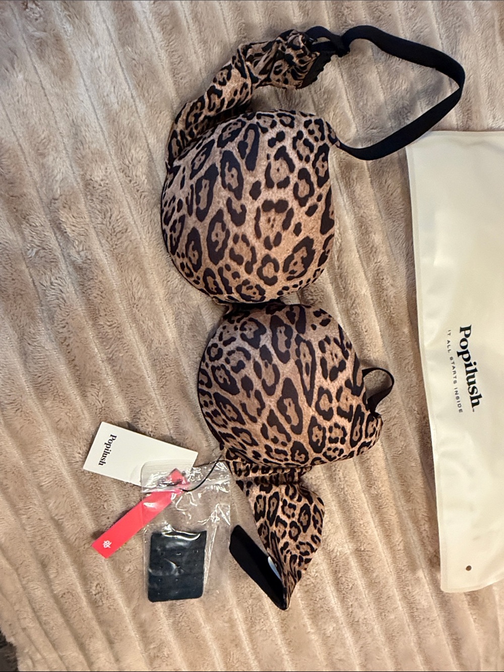 Popilush Leopard Print Padded Bra - Brown